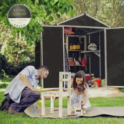 Palram - Canopia Rubicon 6x8 Apex Dark Grey Plastic Shed With Floor -Plant Garden World palram canopia rubicon 6x8 apex dark grey plastic shed with floor7290108603408 02i BQ