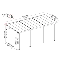 Palram - Canopia Sierra Grey Non-retractable Awning, (L)6.71m (H)3m (W)2.28m -Plant Garden World palram canopia sierra grey non retractable awning l 6 71m h 3m w 2 28m7290108138542 01t bq