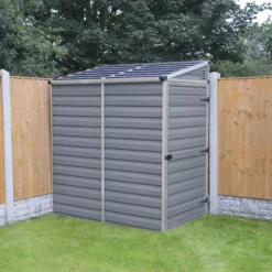 Palram - Canopia Skylight 4x6 Pent Dark Grey Plastic Shed With Floor -Plant Garden World palram canopia skylight 4x6 pent dark grey plastic shed with floor7290108132717 02i BQ