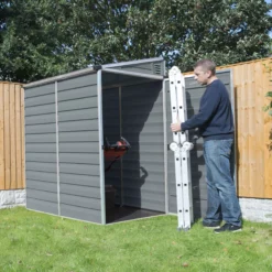Palram - Canopia Skylight 4x6 Pent Dark Grey Plastic Shed With Floor -Plant Garden World palram canopia skylight 4x6 pent dark grey plastic shed with floor7290108132717 03i BQ