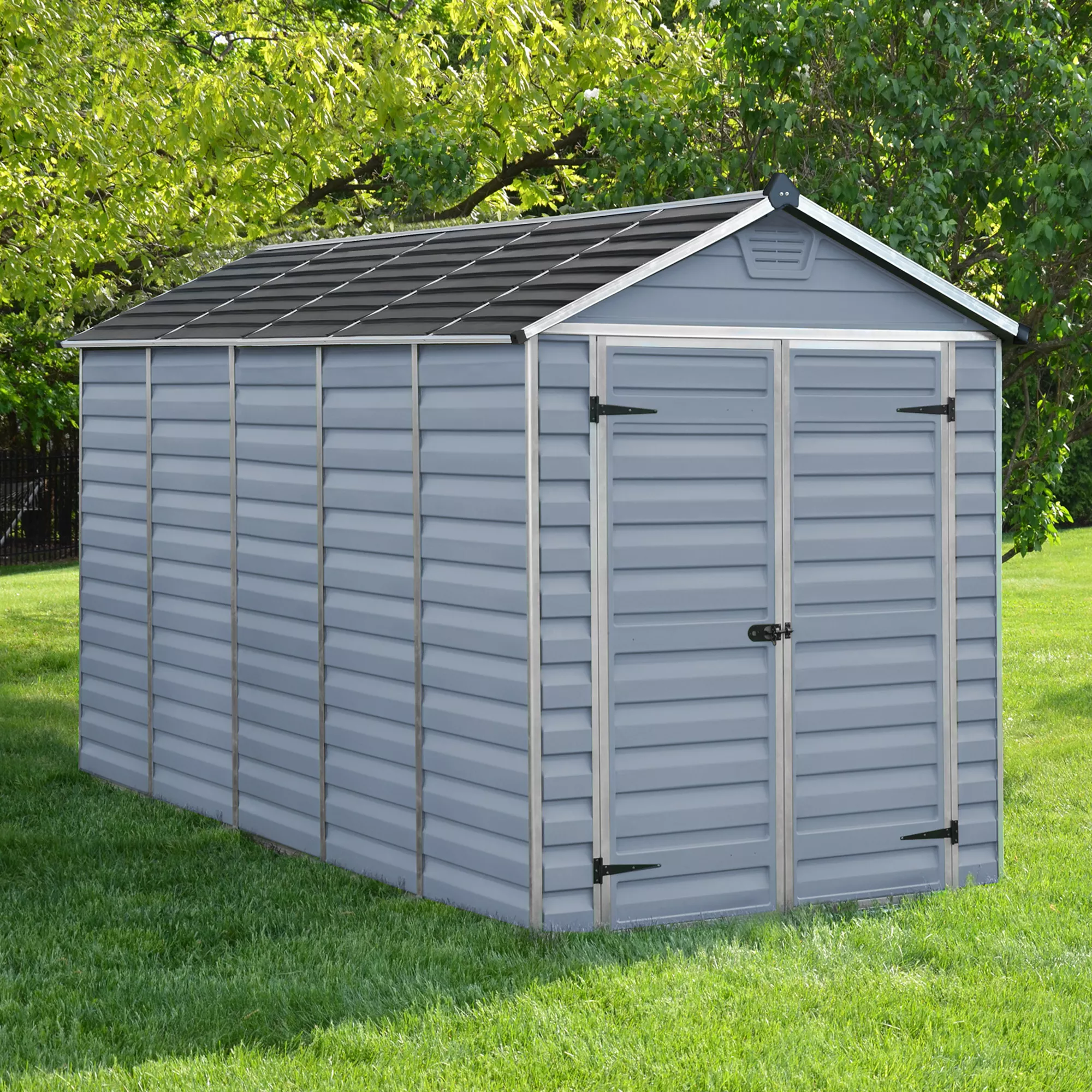 Palram - Canopia Skylight 6x12 Apex Dark Grey Plastic Shed With Floor 1 Palram - Canopia Skylight 6x12 Apex Dark Grey Plastic Shed With Floor