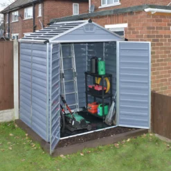 Palram - Canopia Skylight 6x5 Apex Dark Grey Plastic Shed With Floor -Plant Garden World palram canopia skylight 6x5 apex dark grey plastic shed with floor7290103123482 02i BQ