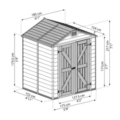 Palram - Canopia Skylight 6x5 Apex Tan Plastic Shed With Floor -Plant Garden World palram canopia skylight 6x5 apex tan plastic shed with floor7290108131130 01t BQ
