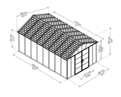Palram - Canopia Yukon 11x17.2 Apex Dark Grey Plastic Shed -Plant Garden World palram canopia yukon 11x17 2 apex dark grey plastic shed7290108139273 02t bq