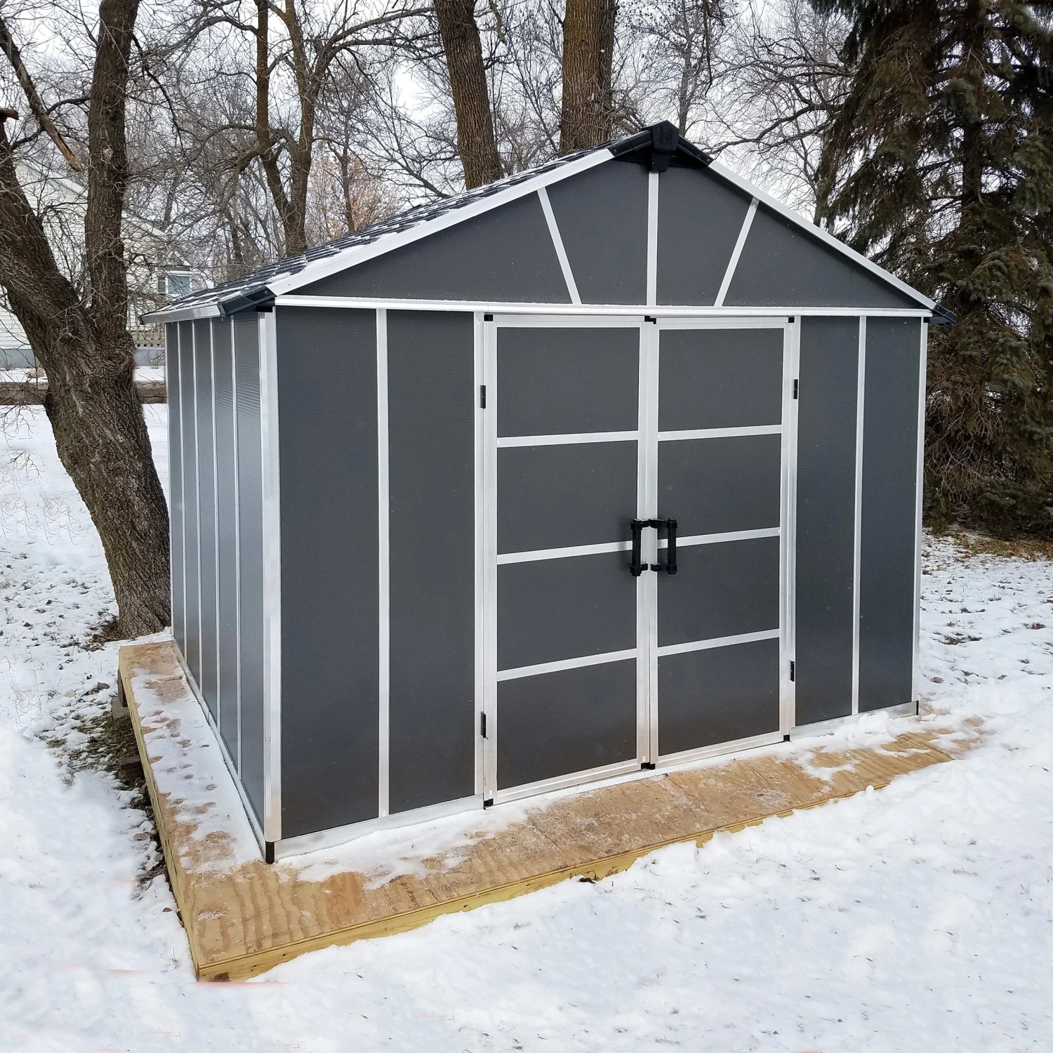 Palram - Canopia Yukon 11x9 Apex Dark Grey Plastic Shed 4 Palram - Canopia Yukon 11x9 Apex Dark Grey Plastic Shed - Image 4