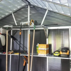 Palram - Canopia Yukon With Floor 11x13.1 Apex Dark Grey Plastic Shed With Floor -Plant Garden World palram canopia yukon with floor 11x13 1 apex dark grey plastic shed with floor7290108137316 02i BQ