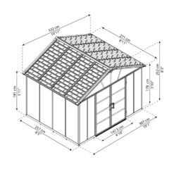 Palram - Canopia Yukon With Floor 11x9 Apex Dark Grey Plastic Shed With Floor -Plant Garden World palram canopia yukon with floor 11x9 apex dark grey plastic shed with floor7290108137309 01t BQ