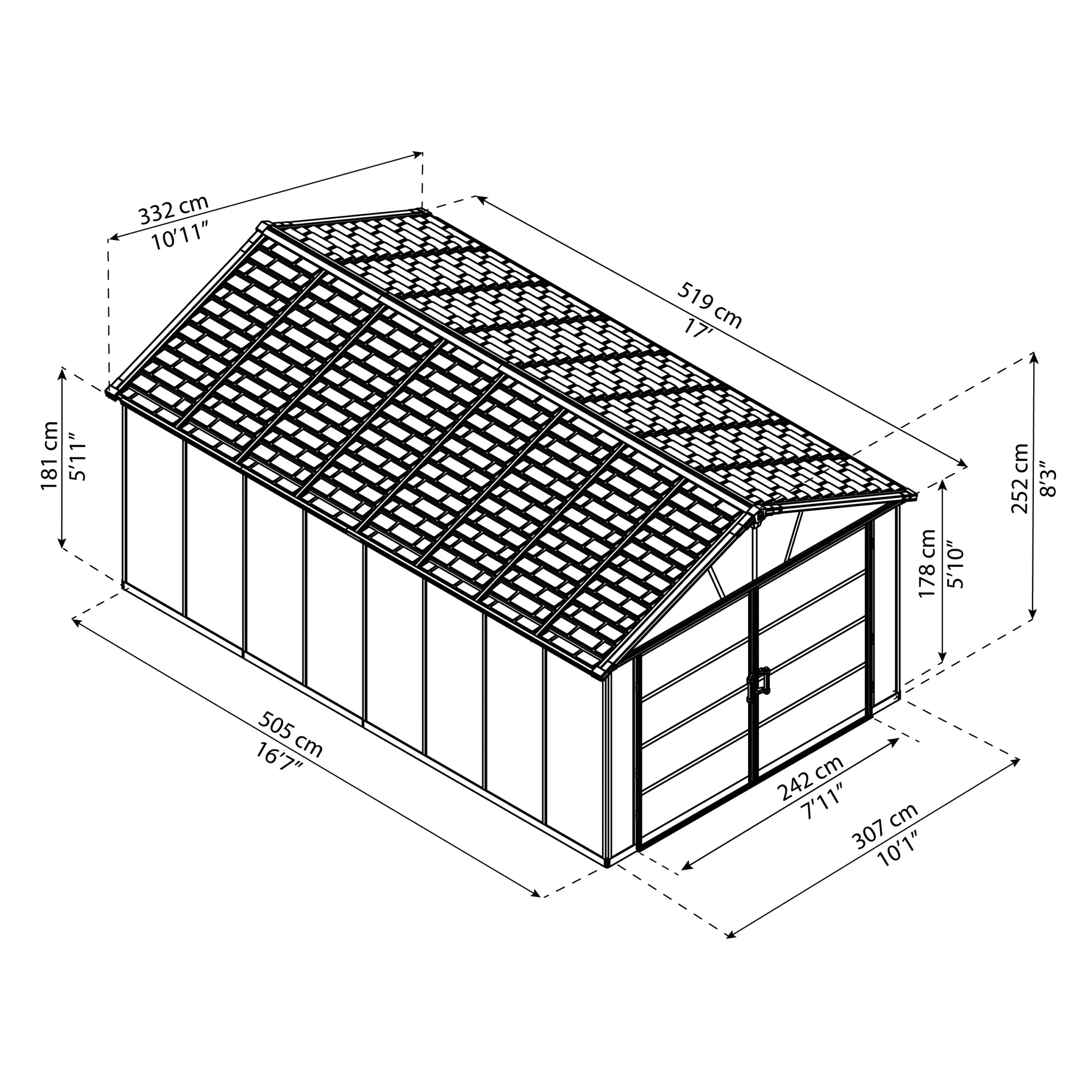 Palram - Canopia Yukon With WPC Floor 11x17.2 Apex Dark Grey Plastic Shed With Floor 6 Palram - Canopia Yukon With WPC Floor 11x17.2 Apex Dark Grey Plastic Shed With Floor - Image 6