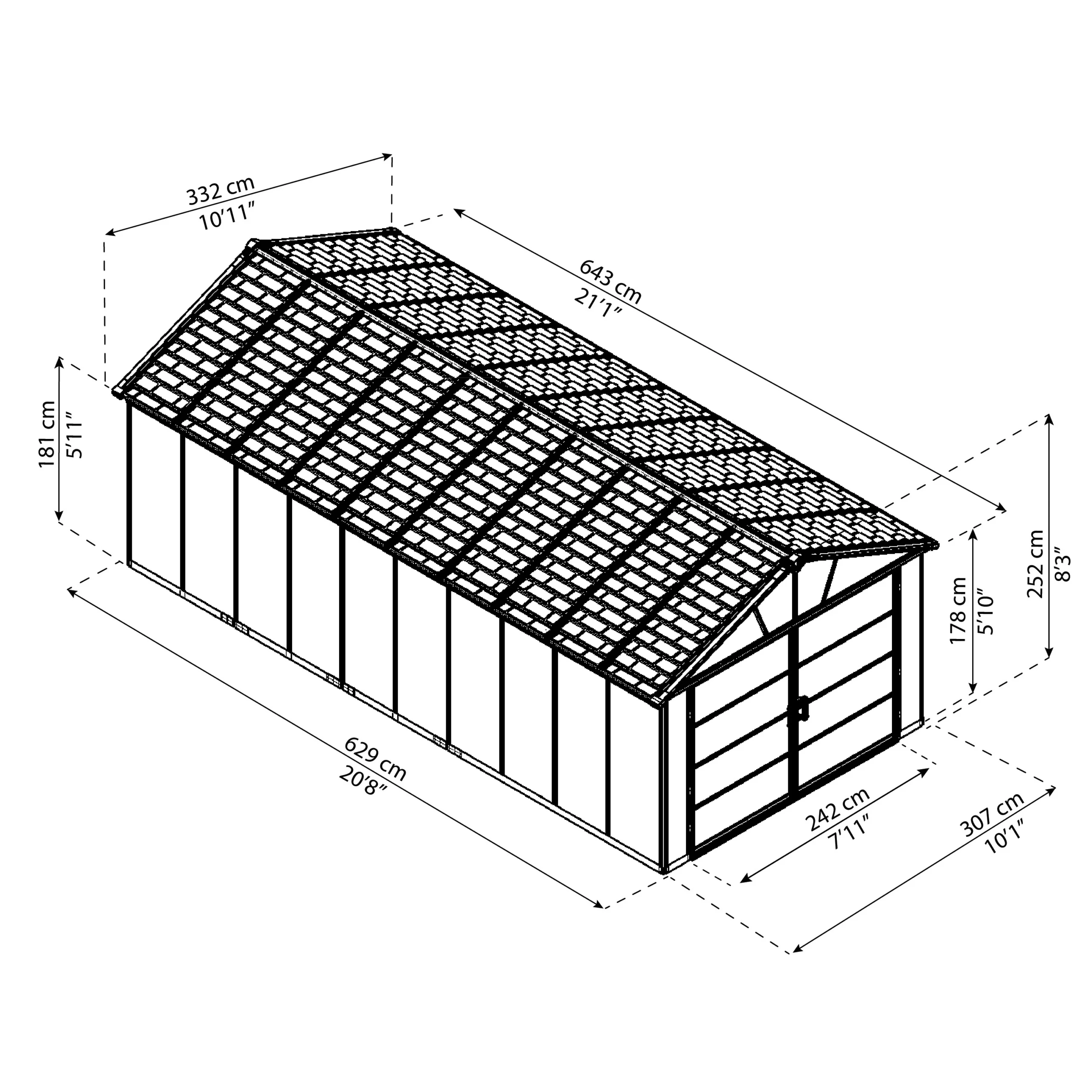 Palram - Canopia Yukon With WPC Floor 11x21.3 Apex Dark Grey Plastic Shed With Floor 4 Palram - Canopia Yukon With WPC Floor 11x21.3 Apex Dark Grey Plastic Shed With Floor - Image 4