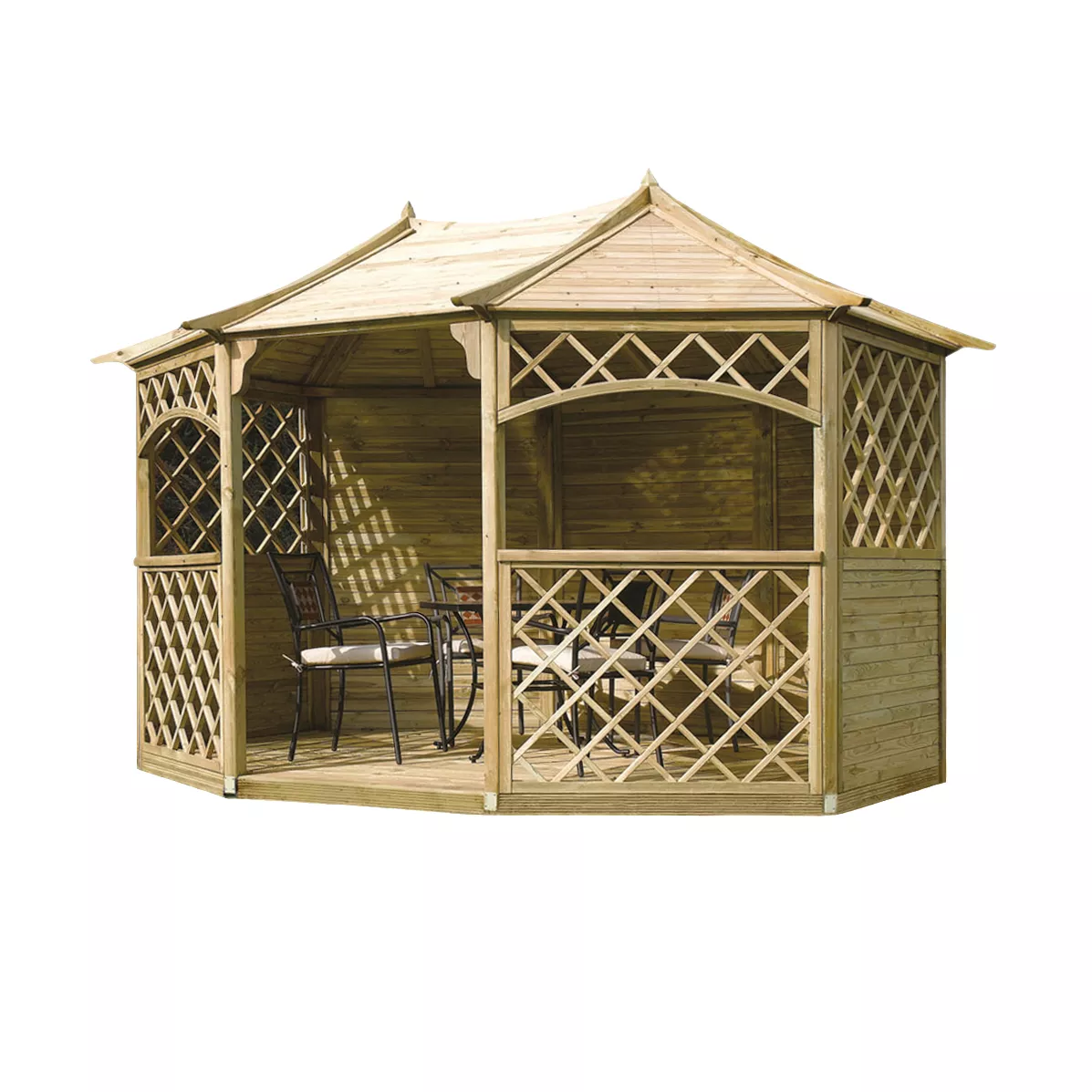 Rowlinson Sandringham Natural Octagonal Gazebo, (W)3.94m (D)3m - Assembly Required 2 Rowlinson Sandringham Natural Octagonal Gazebo, (W)3.94m (D)3m - Assembly Required - Image 2