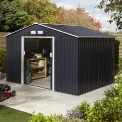Rowlinson Trentvale 10x8 Apex Dark Grey Metal Shed 16 Rowlinson Trentvale 10x8 Apex Dark Grey Metal Shed -Plant Garden World rowlinson trentvale 10x8 apex dark grey metal shed5013856206262 01i bq