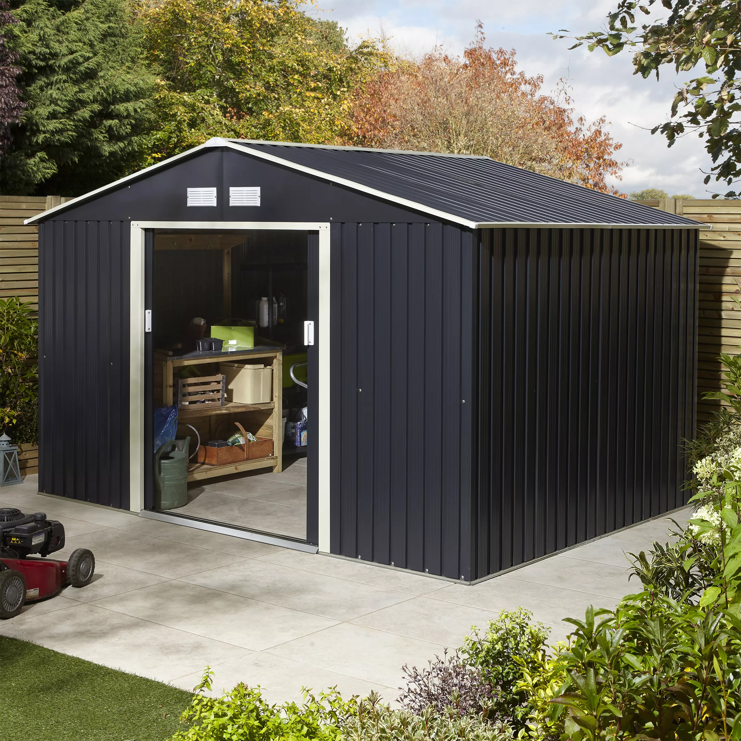 Rowlinson Trentvale 10x8 Apex Dark Grey Metal Shed 4 Rowlinson Trentvale 10x8 Apex Dark Grey Metal Shed - Image 4