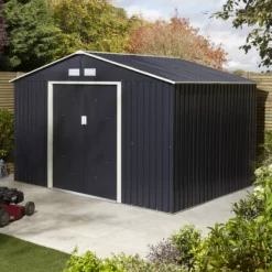 Rowlinson Trentvale 10x8 Apex Dark Grey Metal Shed 23 Rowlinson Trentvale 10x8 Apex Dark Grey Metal Shed -Plant Garden World rowlinson trentvale 10x8 apex dark grey metal shed5013856206262 04i bq