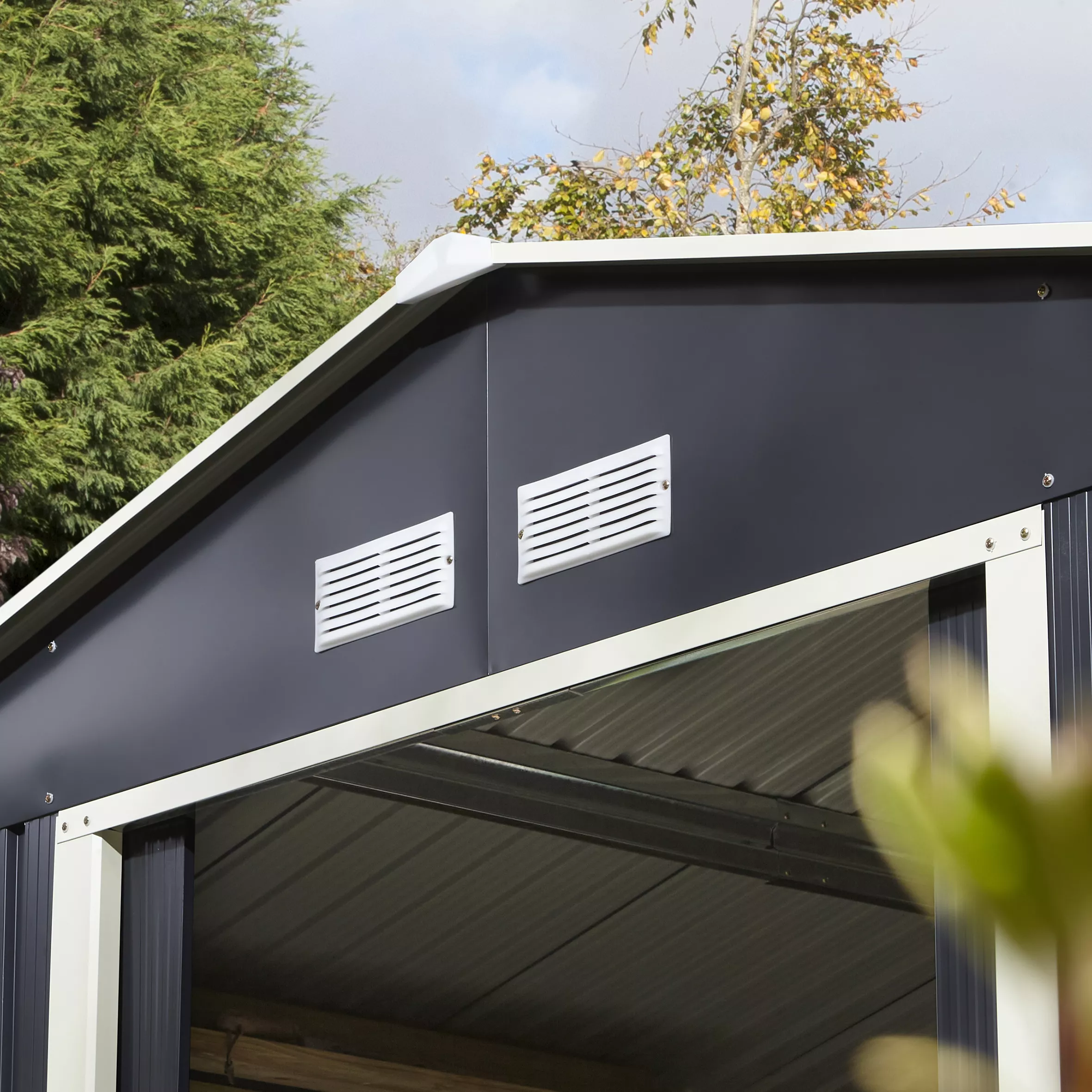 Rowlinson Trentvale 10x8 Apex Dark Grey Metal Shed 5 Rowlinson Trentvale 10x8 Apex Dark Grey Metal Shed - Image 5
