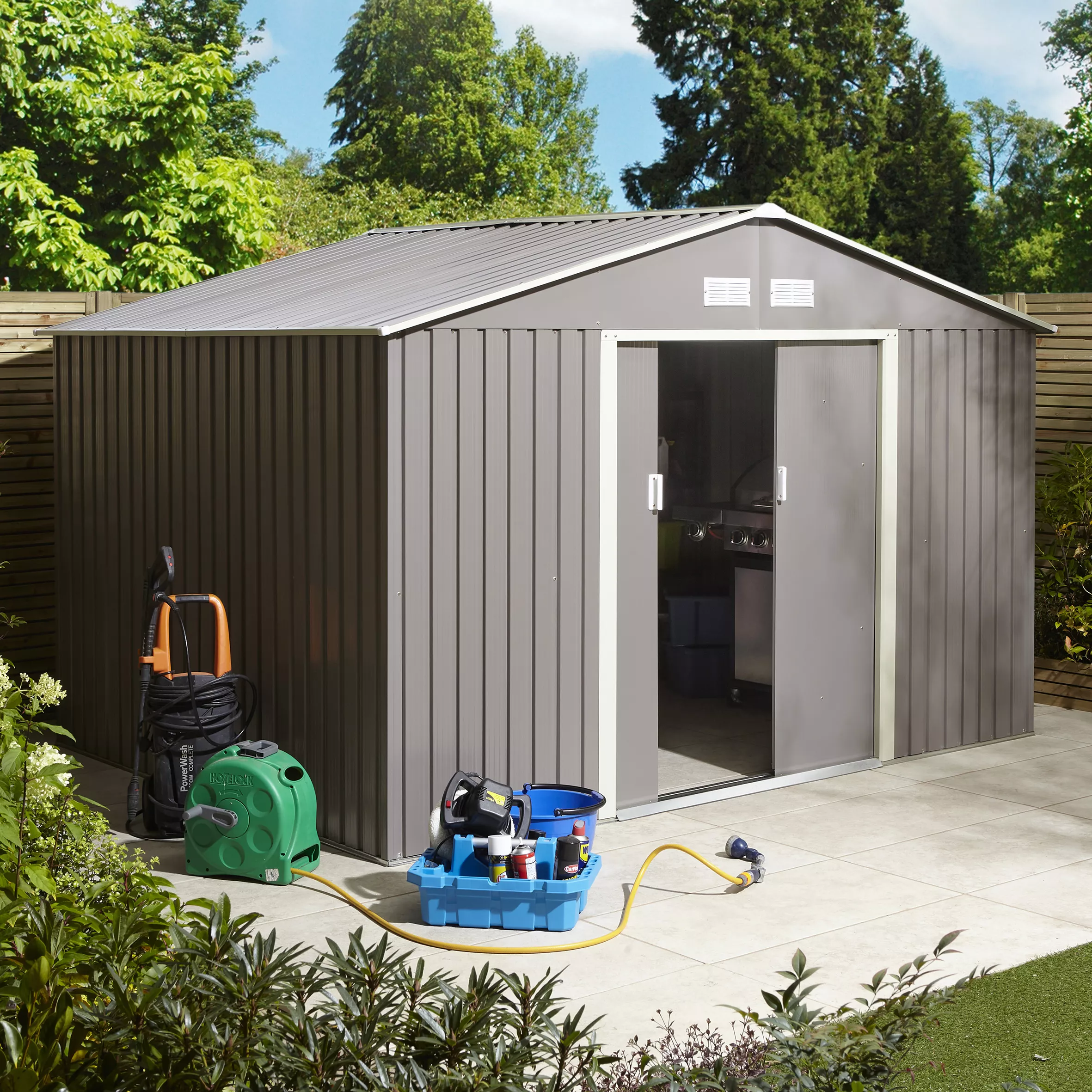 Rowlinson Trentvale 10x8 Apex Light Grey Metal Shed 11 Rowlinson Trentvale 10x8 Apex Light Grey Metal Shed - Image 11