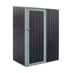 Rowlinson Trentvale 5x3 Pent Dark Grey Metal Shed -Plant Garden World rowlinson trentvale 5x3 pent dark grey metal shed5013856206347 03c bq