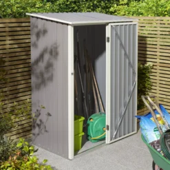 Rowlinson Trentvale 5x3 Pent Light Grey Metal Shed -Plant Garden World rowlinson trentvale 5x3 pent light grey metal shed5013856206330 01i bq