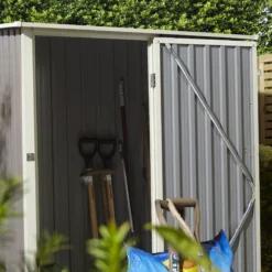 Rowlinson Trentvale 5x3 Pent Light Grey Metal Shed -Plant Garden World rowlinson trentvale 5x3 pent light grey metal shed5013856206330 39c bq