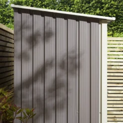 Rowlinson Trentvale 5x3 Pent Light Grey Metal Shed -Plant Garden World rowlinson trentvale 5x3 pent light grey metal shed5013856206330 40c bq