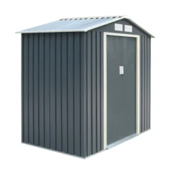 Rowlinson Trentvale 6x4 Apex Dark Grey Metal Shed -Plant Garden World rowlinson trentvale 6x4 apex dark grey metal shed5013856206309 03c bq
