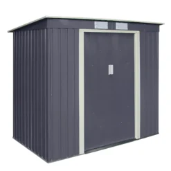 Rowlinson Trentvale 6x4 Pent Dark Grey Metal Shed -Plant Garden World rowlinson trentvale 6x4 pent dark grey metal shed5013856206200 03c bq