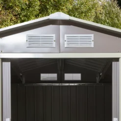 Rowlinson Trentvale 6x4 Pent Light Grey Metal Shed -Plant Garden World rowlinson trentvale 6x4 pent light grey metal shed5013856206293 36c bq