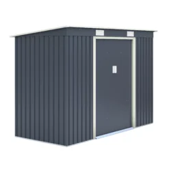 Rowlinson Trentvale 8x4 Pent Dark Grey Metal Shed -Plant Garden World rowlinson trentvale 8x4 pent dark grey metal shed5013856206323 03c bq