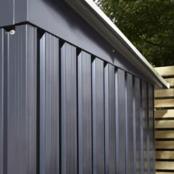 Rowlinson Trentvale 8x4 Pent Dark Grey Metal Shed -Plant Garden World rowlinson trentvale 8x4 pent dark grey metal shed5013856206323 39c bq