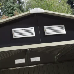 Rowlinson Trentvale 8x6 Apex Dark Grey Metal Shed -Plant Garden World rowlinson trentvale 8x6 apex dark grey metal shed5013856206224 36c bq