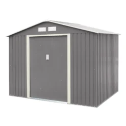 Rowlinson Trentvale 8x6 Apex Light Grey Metal Shed