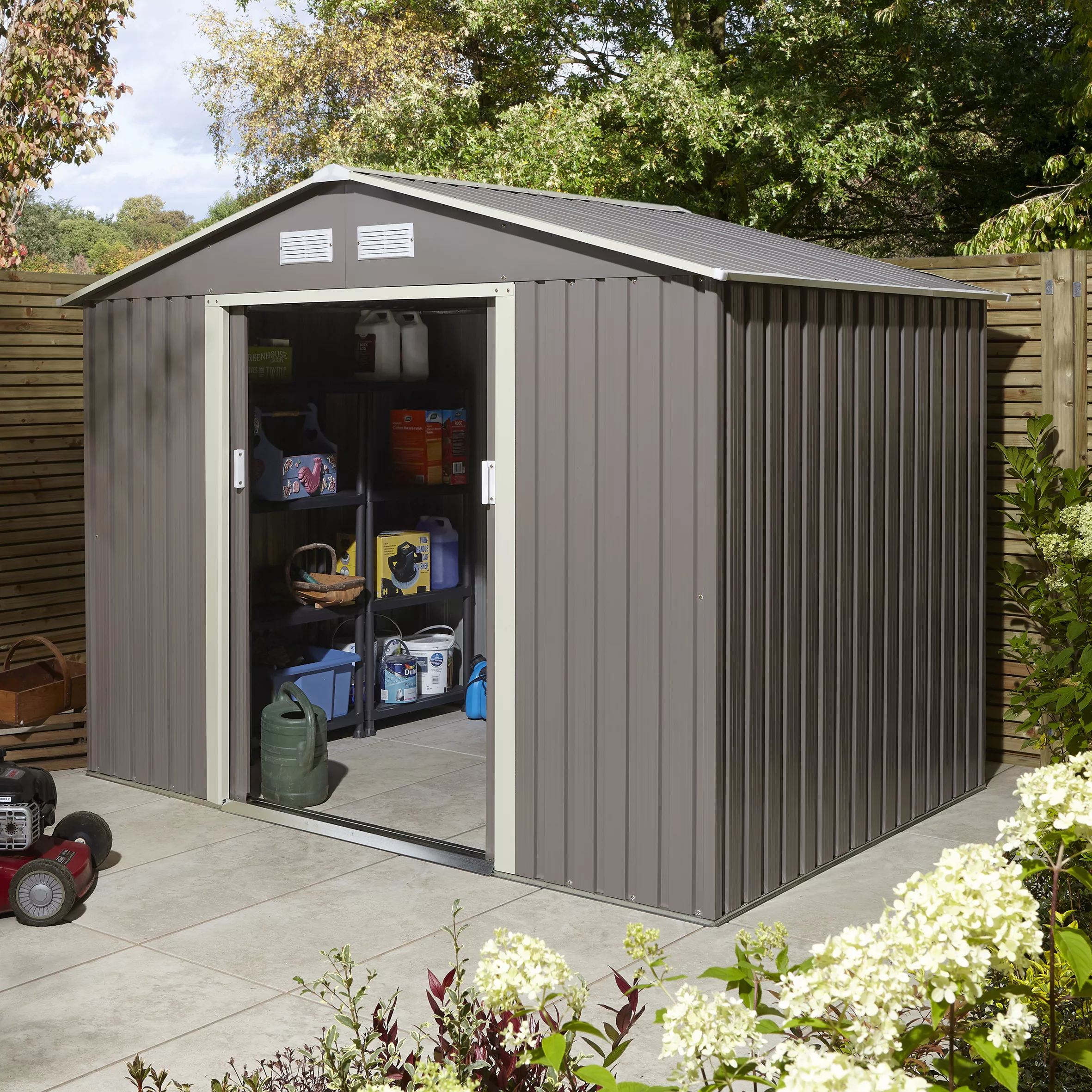 Rowlinson Trentvale 8x6 Apex Light Grey Metal Shed 4 Rowlinson Trentvale 8x6 Apex Light Grey Metal Shed - Image 4