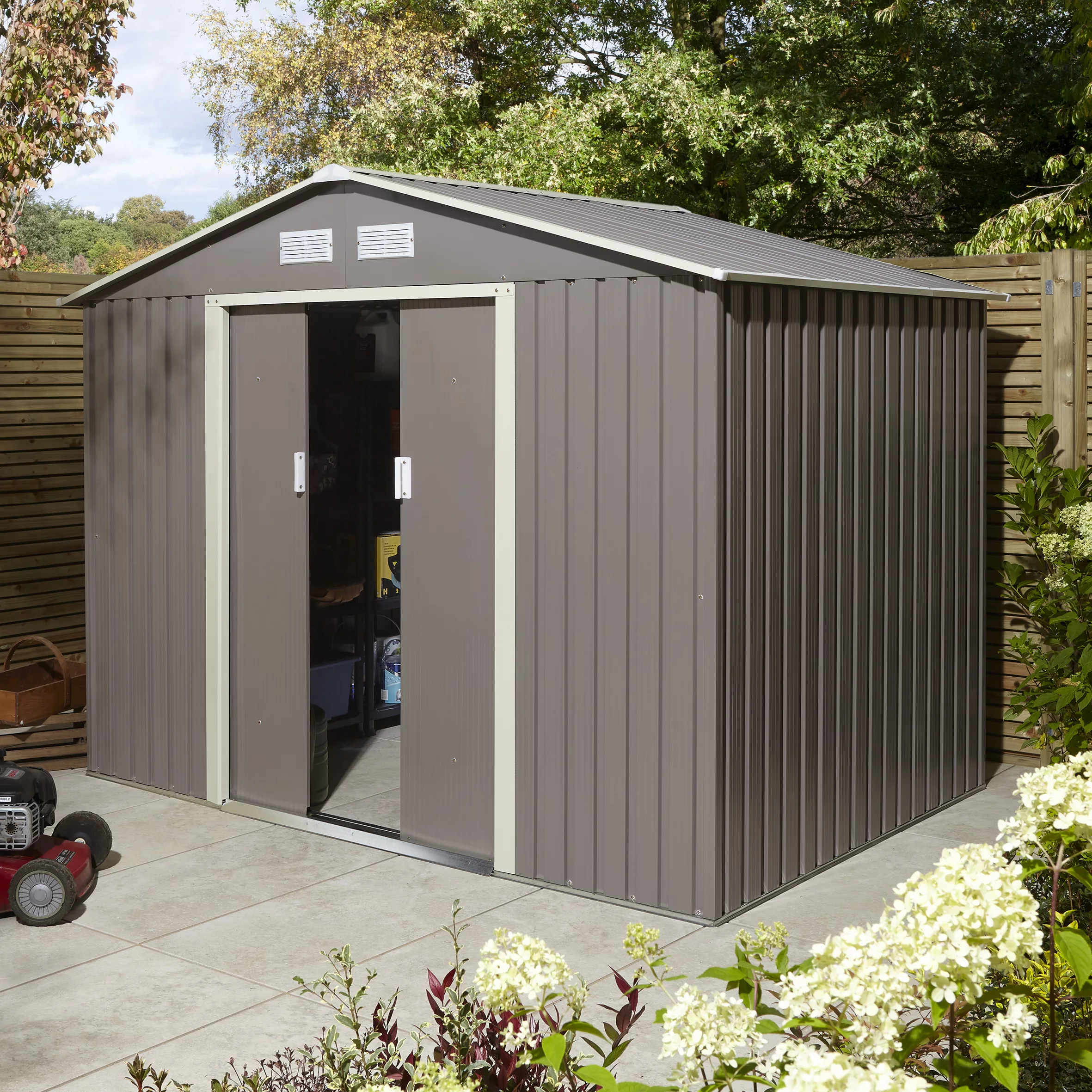 Rowlinson Trentvale 8x6 Apex Light Grey Metal Shed 10 Rowlinson Trentvale 8x6 Apex Light Grey Metal Shed - Image 10