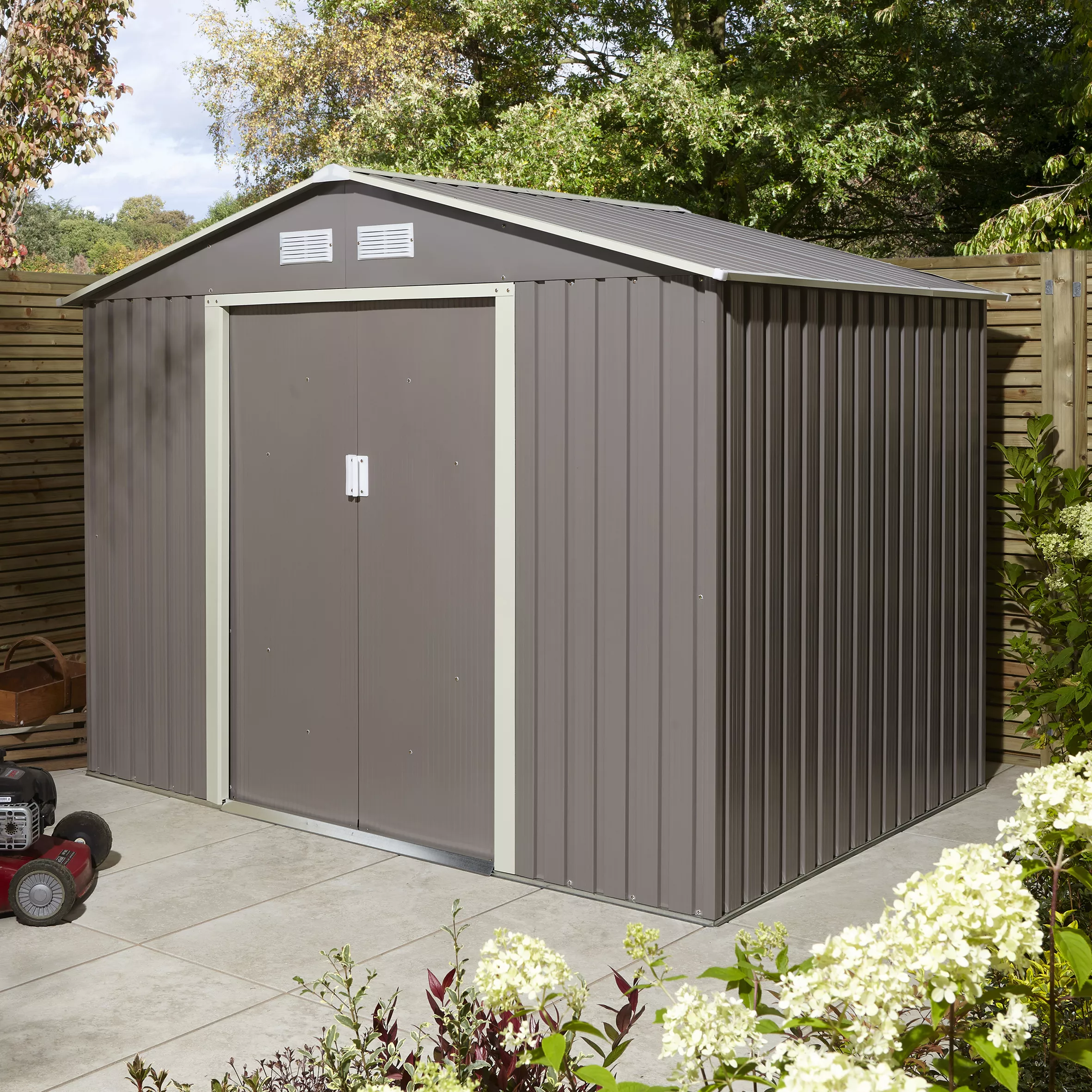 Rowlinson Trentvale 8x6 Apex Light Grey Metal Shed 11 Rowlinson Trentvale 8x6 Apex Light Grey Metal Shed - Image 11