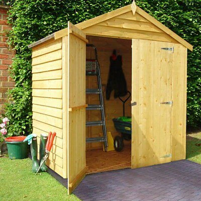 Shire 6x4 Ft Apex Overlap Wooden Shed With Floor - Assembly Service Included 1 Shire 6x4 Ft Apex Overlap Wooden Shed With Floor - Assembly Service Included