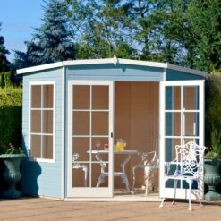 Shire 7x7 Glass Pent Shiplap Wooden Summer House - Base Not Included -Plant Garden World shire 7x7 glass pent shiplap wooden summer house base not included03455784 02i bq