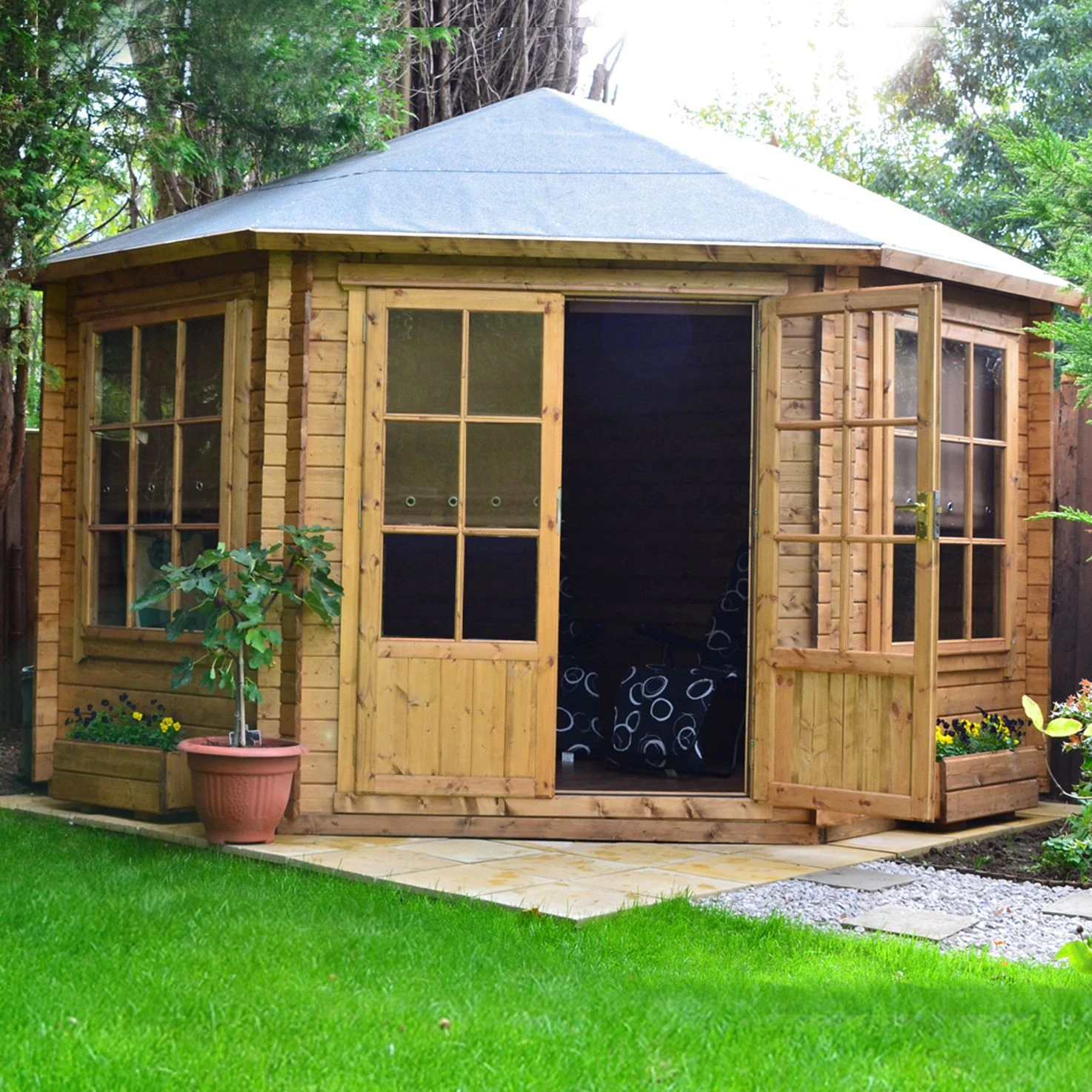 Shire Belvoir 10x10 Glass Apex Tongue & Groove Wooden Cabin - Base Not Included 6 Shire Belvoir 10x10 Glass Apex Tongue & Groove Wooden Cabin - Base Not Included - Image 6