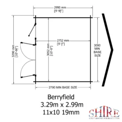 Shire Berryfield 11x10 Eco Glass Apex Tongue & Groove Wooden Cabin - Base Not Included -Plant Garden World shire berryfield 11x10 eco glass apex tongue groove wooden cabin base not included5019804112302 03t bq
