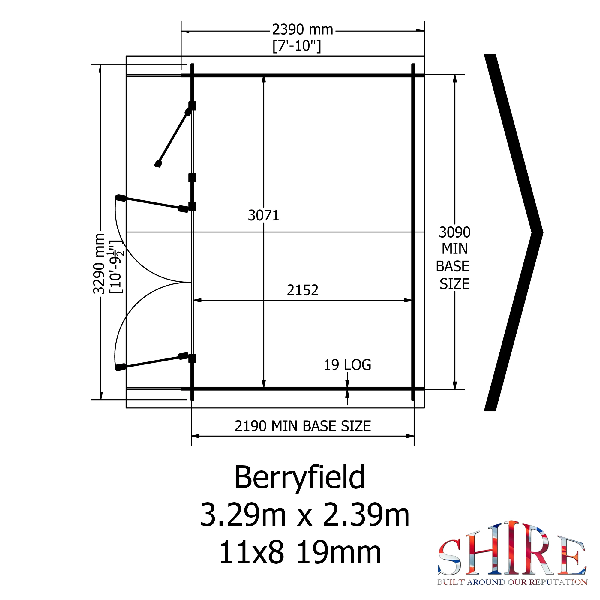 Shire Berryfield 11x8 Eco Glass Apex Tongue & Groove Wooden Cabin - Base Not Included 6 Shire Berryfield 11x8 Eco Glass Apex Tongue & Groove Wooden Cabin - Base Not Included - Image 6