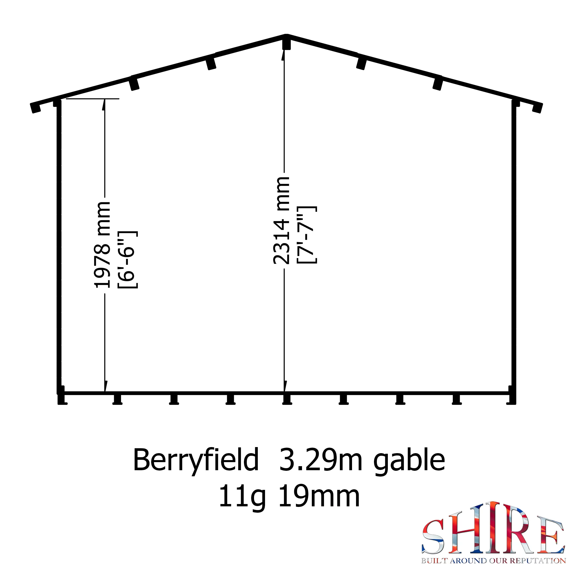 Shire Berryfield 11x8 Eco Glass Apex Tongue & Groove Wooden Cabin - Base Not Included 7 Shire Berryfield 11x8 Eco Glass Apex Tongue & Groove Wooden Cabin - Base Not Included - Image 7