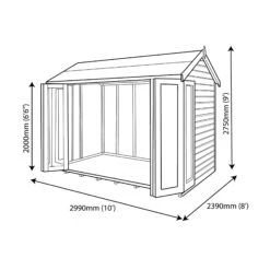 Shire Blenheim 10x8 Apex Shiplap Wooden Summer House With Bi-fold Door -Plant Garden World shire blenheim 10x8 apex shiplap wooden summer house with bi fold door5019804111206 03t