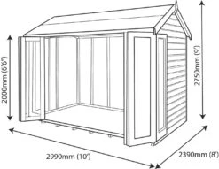Shire Blenheim 10x8 Glass Bi-fold Door Apex Shiplap Wooden Summer House - Base Not Included -Plant Garden World shire blenheim 10x8 glass bi fold door apex shiplap wooden summer house base not included5019804225491 02t