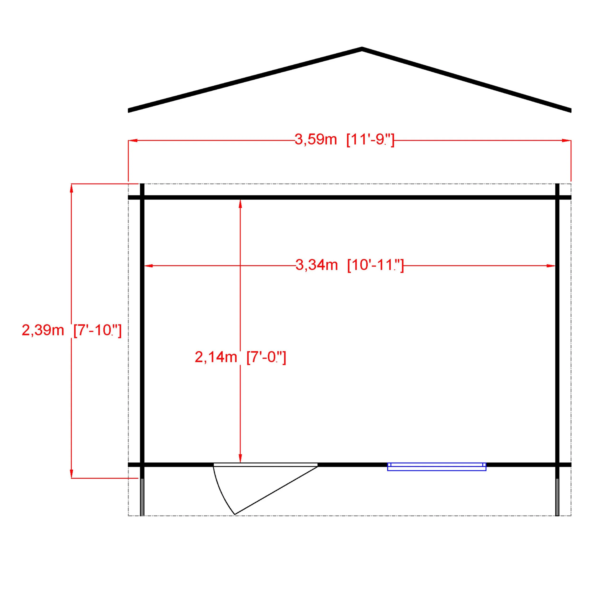 Shire Bucknells 12x8 Toughened Glass Apex Tongue & Groove Wooden Cabin - Base Not Included 3 Shire Bucknells 12x8 Toughened Glass Apex Tongue & Groove Wooden Cabin - Base Not Included - Image 3