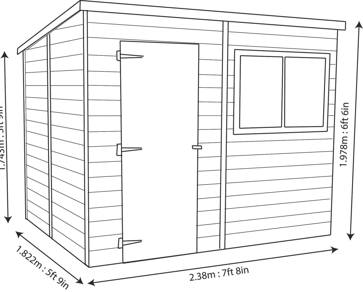 Shire Caldey 8x6 Ft Pent Shiplap Wooden Shed With Floor (Base Included) 10 Shire Caldey 8x6 Ft Pent Shiplap Wooden Shed With Floor (Base Included) - Image 10