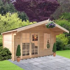 Shire Cannock 10x10 Ft Apex Tongue & Groove Wooden Cabin With Felt Tile Roof - Assembly Service Included -Plant Garden World shire cannock 10x10 ft apex tongue groove wooden cabin with felt tile roof assembly service included5019804111312 03i bq