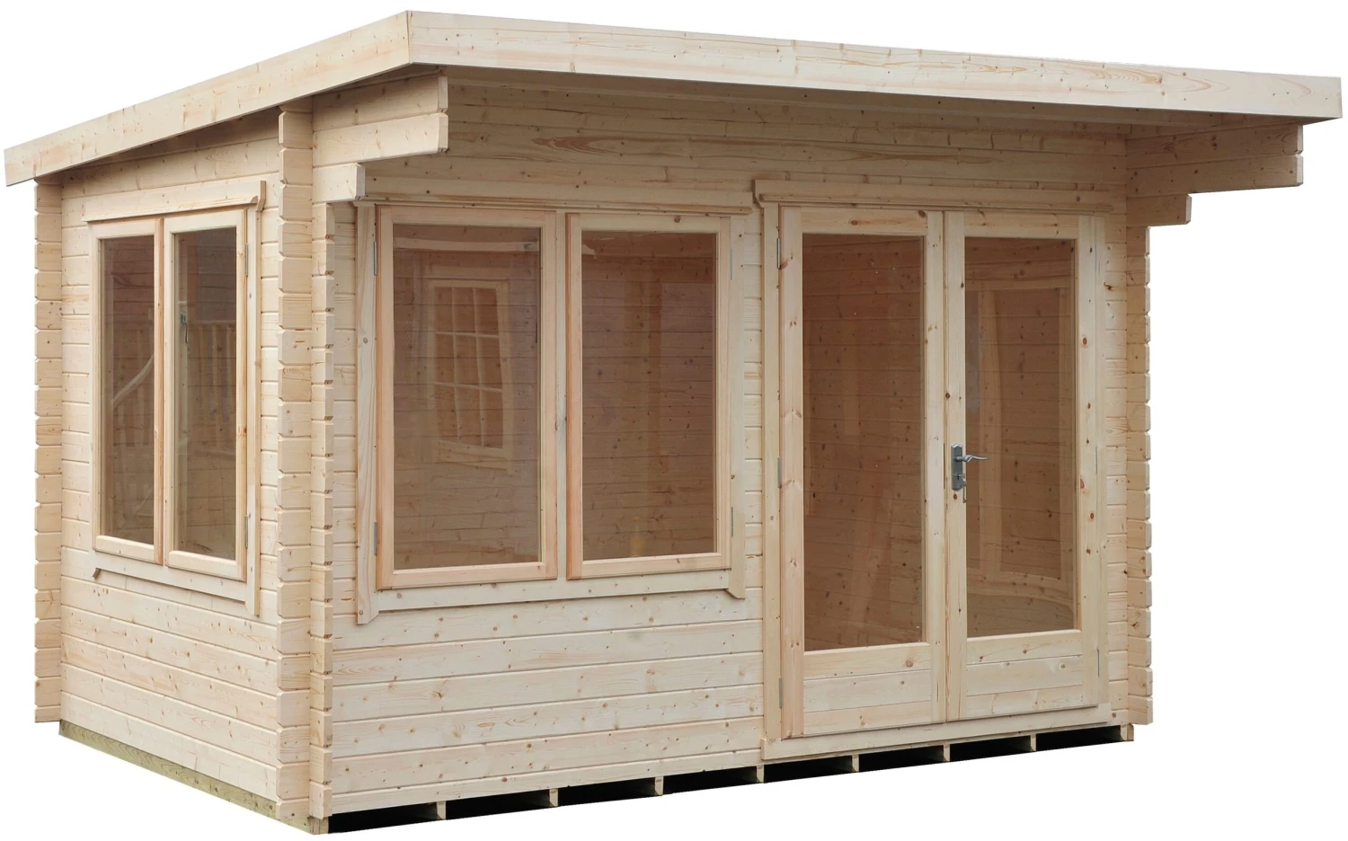 Shire Danbury 12x8 Toughened Glass Pent Tongue & Groove Wooden Cabin - Base Not Included 1 Shire Danbury 12x8 Toughened Glass Pent Tongue & Groove Wooden Cabin - Base Not Included
