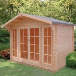 Shire Epping 10x10 Toughened Glass Apex Tongue & Groove Wooden Cabin - Base Not Included