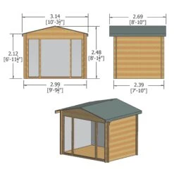 Shire Epping 10x8 Ft Toughened Glass Apex Tongue & Groove Wooden Cabin -Plant Garden World shire epping 10x8 ft toughened glass apex tongue groove wooden cabin5019804119509 01t bq