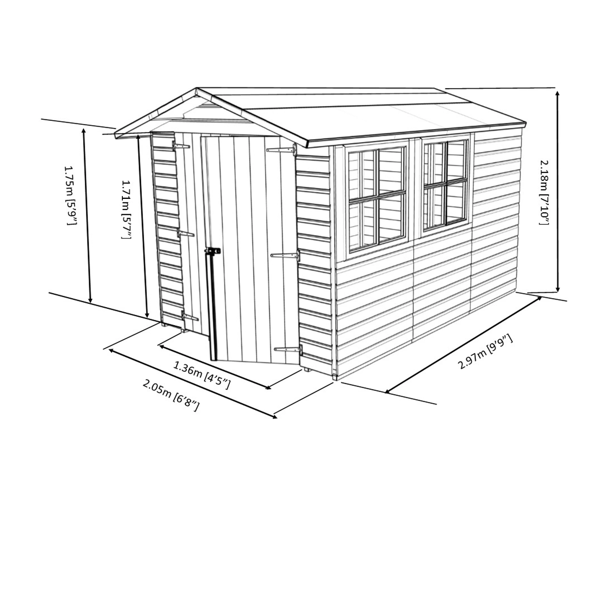Shire Guernsey 7x10 Ft Apex Shiplap Wooden 2 Door 2 Windows Shed With Floor (Base Included) - Assembly Service Included 10 Shire Guernsey 7x10 Ft Apex Shiplap Wooden 2 Door 2 Windows Shed With Floor (Base Included) - Assembly Service Included - Image 10