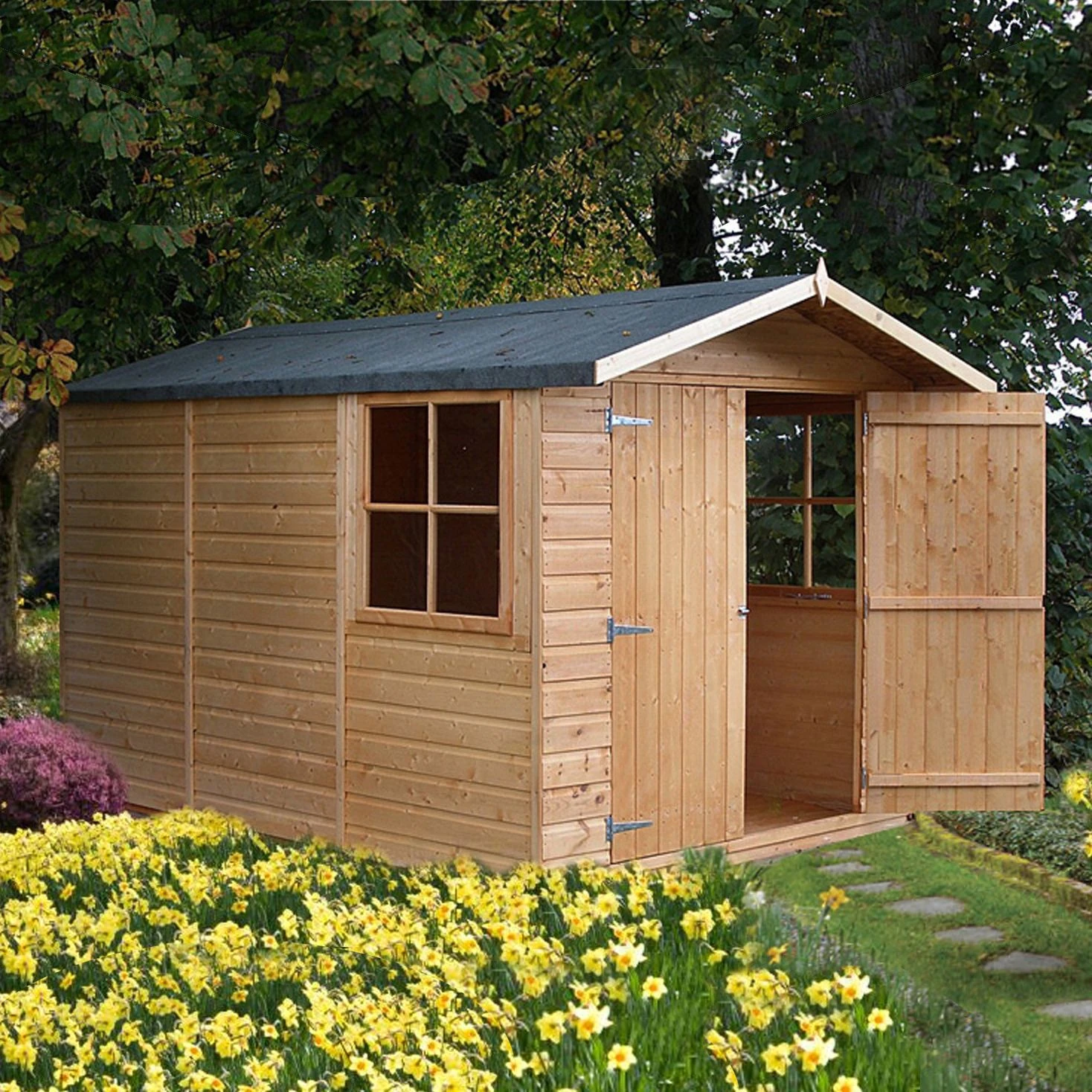 Shire Guernsey 7x10 Ft Apex Shiplap Wooden 2 Door 2 Windows Shed With Floor (Base Included) - Assembly Service Included 1 Shire Guernsey 7x10 Ft Apex Shiplap Wooden 2 Door 2 Windows Shed With Floor (Base Included) - Assembly Service Included