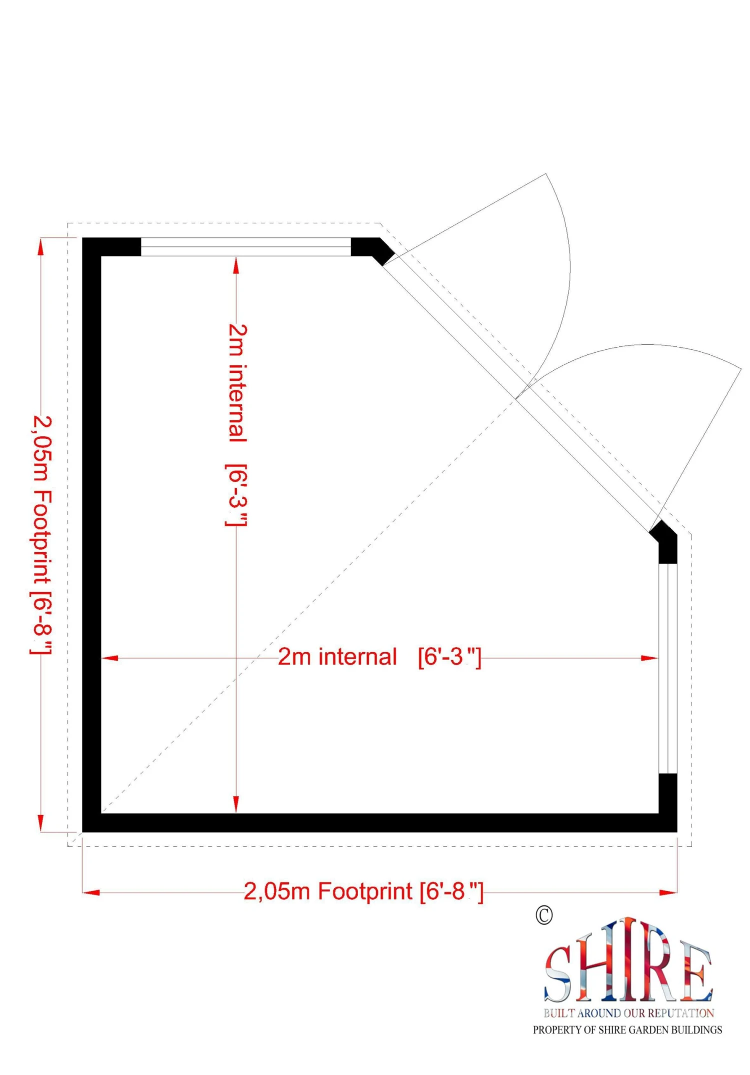 Shire Hampton 7x7 Glass Pent Shiplap Wooden Summer House - Base Not Included 10 Shire Hampton 7x7 Glass Pent Shiplap Wooden Summer House - Base Not Included - Image 10